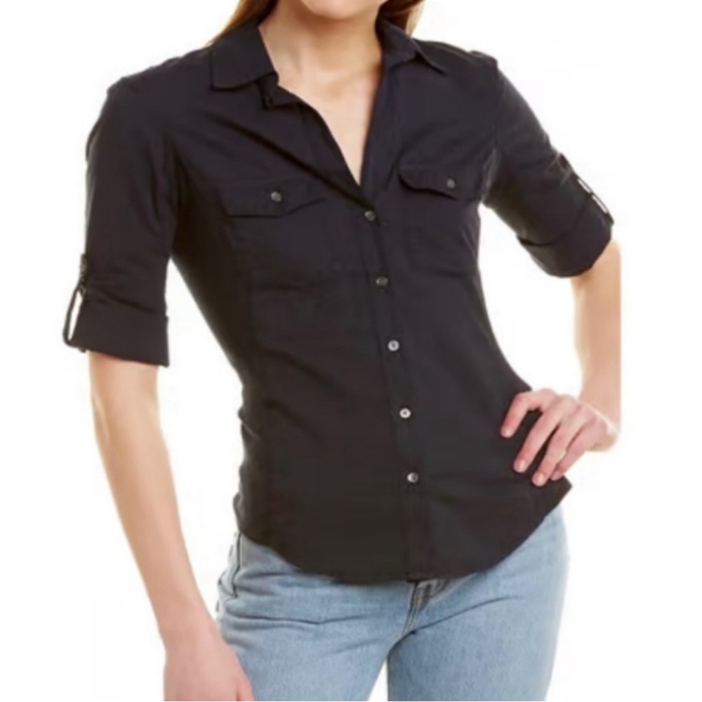 James Perse Black Fitted Button Down Shirt